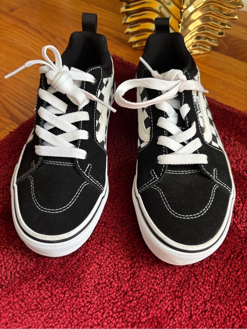 Vans Black and White Checkerboard Low-Top Sneakers